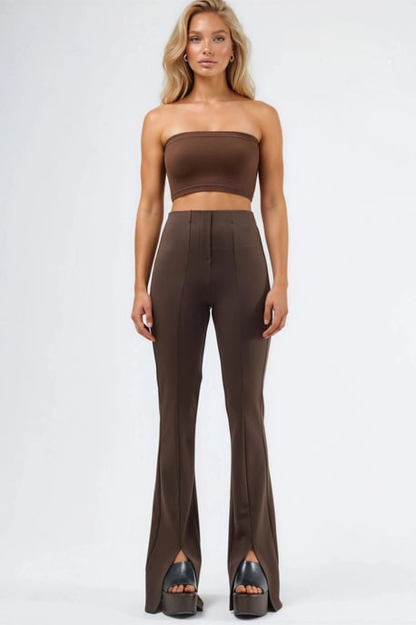 Hoch taillierte Flare-Leggings mit Schlitz - Image 5