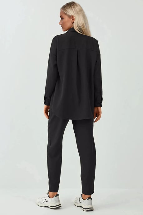 Leinenmischung Langarmhemd und Hosen Koord-Set - Image 4