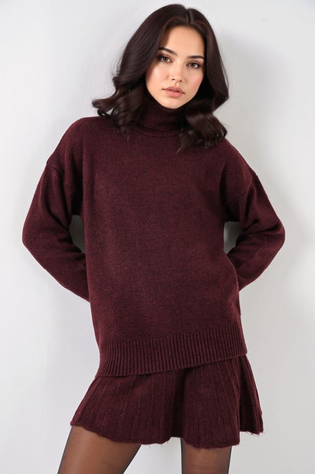 Strukturierter Oversized Rollkragen-Strickanzug - Image 3