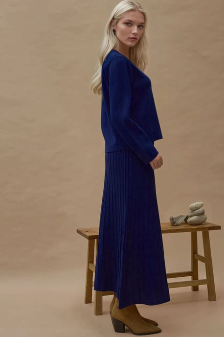 Strick-Co-Ord-Set mit Rundhals-Cardigan und ausgestelltem Rock - Image 2