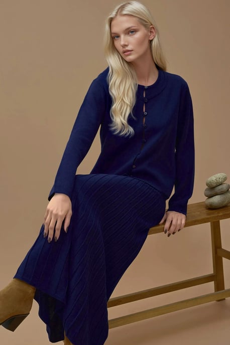 Strick-Co-Ord-Set mit Rundhals-Cardigan und ausgestelltem Rock - Image 4
