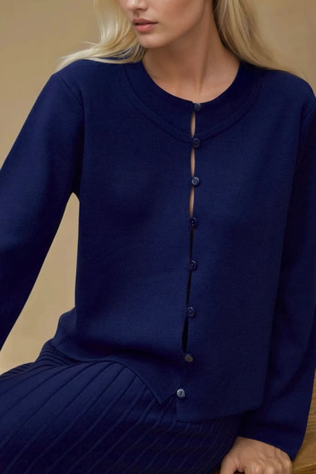 Strick-Co-Ord-Set mit Rundhals-Cardigan und ausgestelltem Rock - Image 5