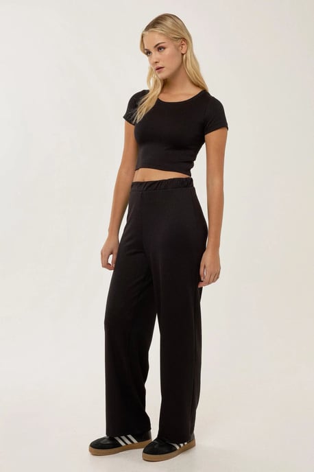 Strick-Crop-Shirt und elastische Bundhose Set - Image 4