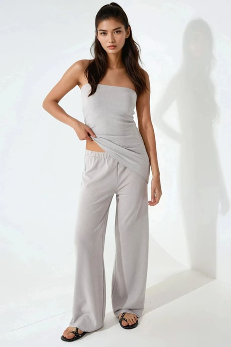 Strukturiertes Bandeau-Top & Hose Set aus zwei Teilen - Image 1