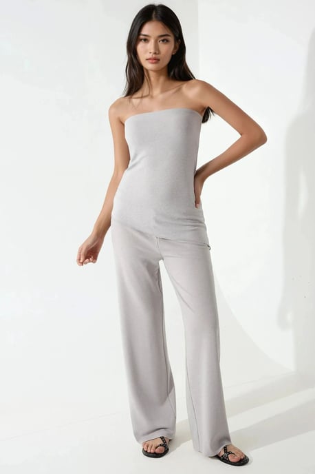 Strukturiertes Bandeau-Top & Hose Set aus zwei Teilen - Image 2