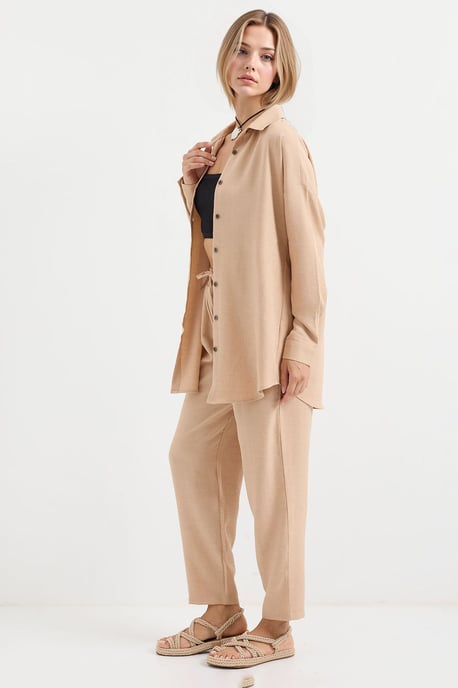 Leinenmix Langarmhemd und Hose Set - Image 2