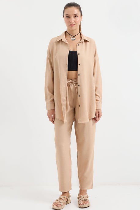 Leinenmix Langarmhemd und Hose Set - Image 3