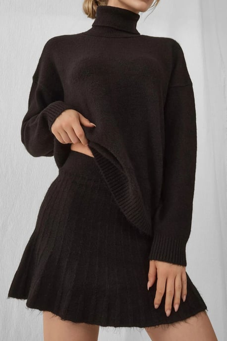 Strukturierter Oversized Rollkragen-Strick-Set - Image 2