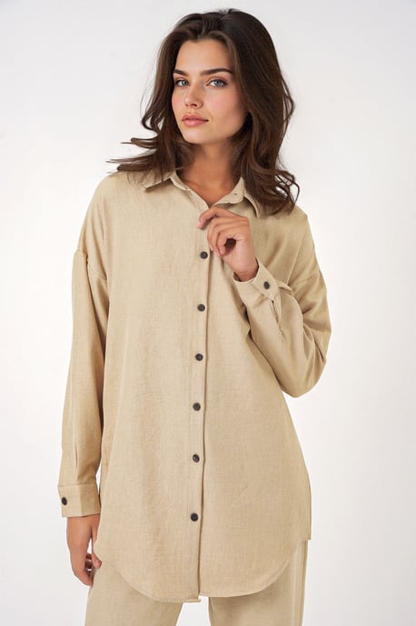 Leinenmix Langarmshirt und Hose Ko-Ord Set - Image 2