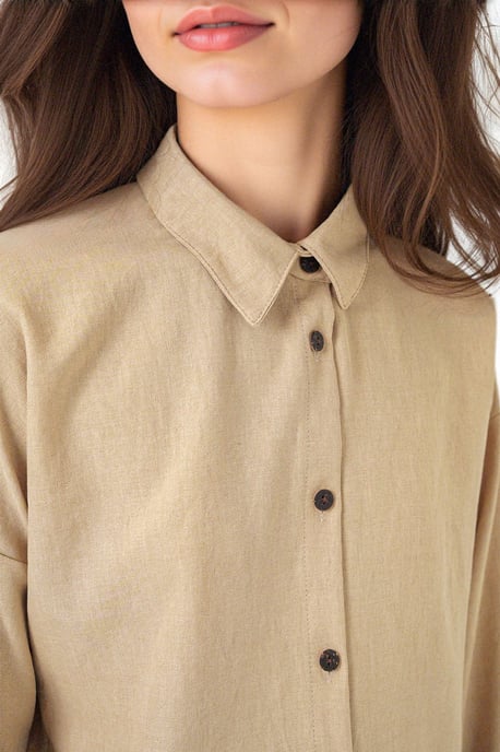 Leinenmix Langarmshirt und Hose Ko-Ord Set - Image 4