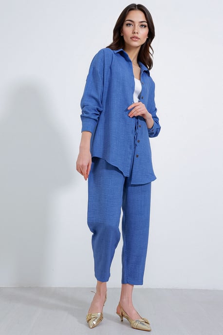Leinenmix Langarmhemd und Hose Set - Image 1