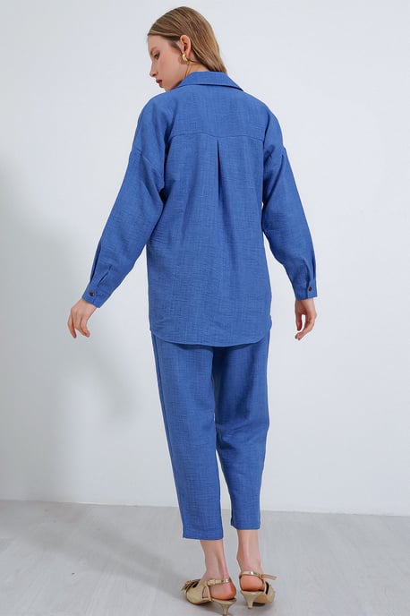 Leinenmix Langarmhemd und Hose Set - Image 4