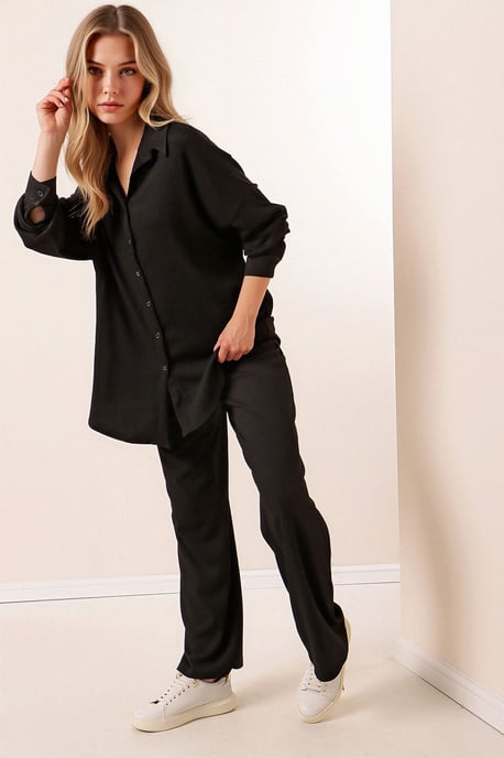 Strukturiertes Langarm-Strickshirt und Strickhose Set - Image 2