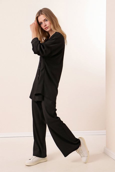 Strukturiertes Langarm-Strickshirt und Strickhose Set - Image 4