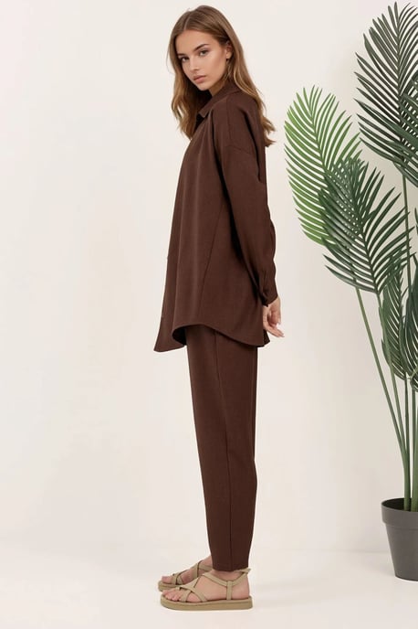 Leinenmischung Langarmshirt und Hosen Set - Image 3