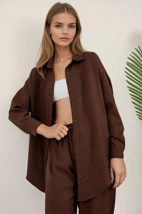 Leinenmischung Langarmshirt und Hosen Set - Image 5