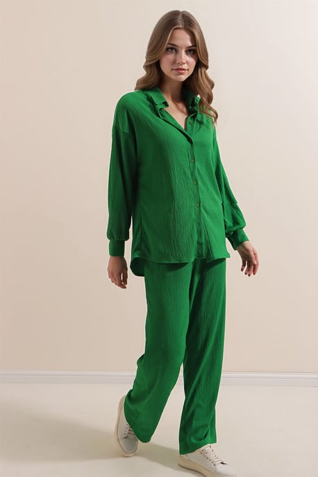 Strukturiertes Langarm-Strickshirt & Strickhose Koord-Set - Image 3
