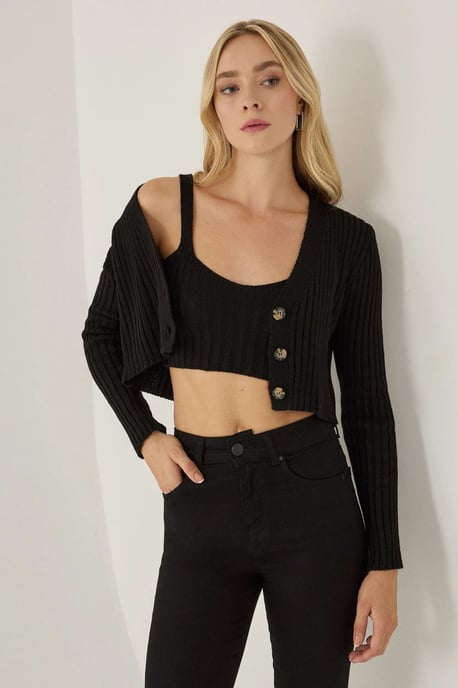 Strickwaren Crop Zwei Teile Set - Image 1