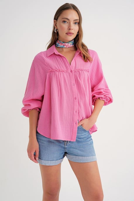 Texturierte Baumwolle Button-Up Hemd - Image 2