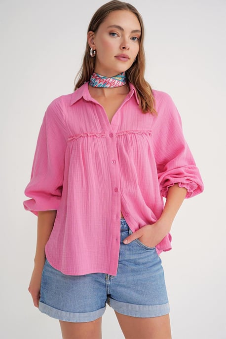 Texturierte Baumwolle Button-Up Hemd - Image 3