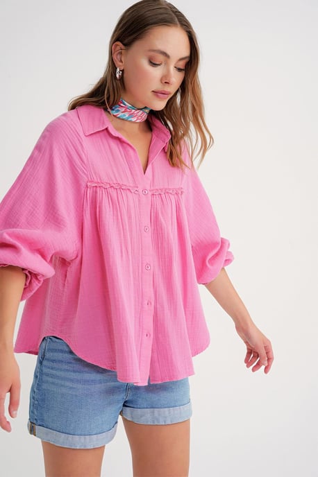 Texturierte Baumwolle Button-Up Hemd - Image 4