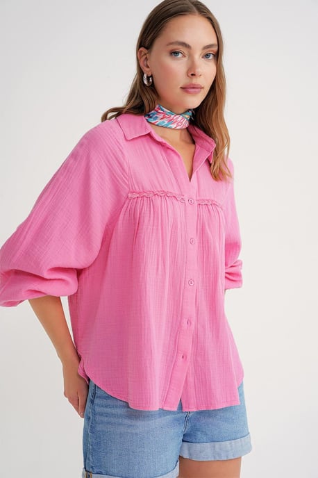 Texturierte Baumwolle Button-Up Hemd - Image 5