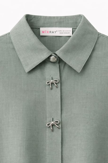 Kurzarm-Crop-Shirt mit Steinzubehör - Image 3