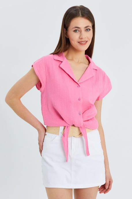Crop-Shirt mit Schleifendetail - Image 3