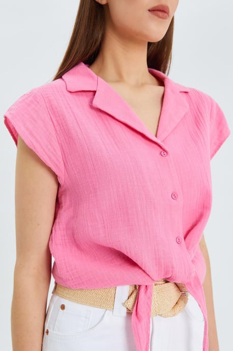 Crop-Shirt mit Schleifendetail - Image 4