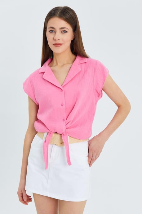 Crop-Shirt mit Schleifendetail - Image 5
