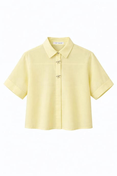 Kurzarm-Crop-Shirt mit Steinzubehör - Image 1