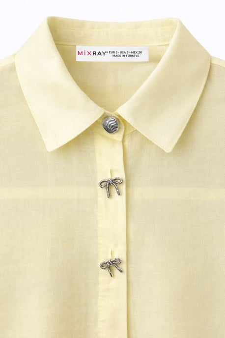 Kurzarm-Crop-Shirt mit Steinzubehör - Image 3
