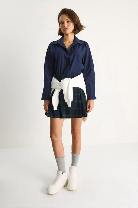 Bianco Lucci Langarm-Popelinehemd in regulärer Passform, Button-Down - Marineblau - Image 3