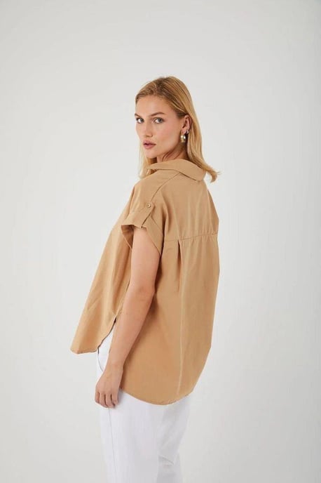 Übergröße Kurzarm Popeline Button-Up Hemd - Image 3