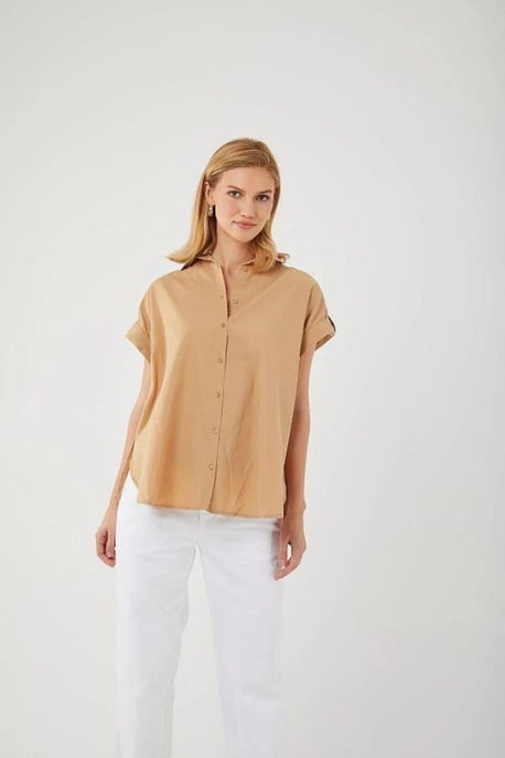 Übergröße Kurzarm Popeline Button-Up Hemd - Image 4