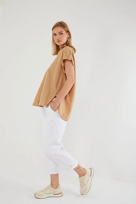 Übergröße Kurzarm Popeline Button-Up Hemd - Image 5