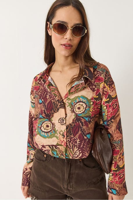 Übergroßes Langarmshirt mit abstraktem Muster - Image 2
