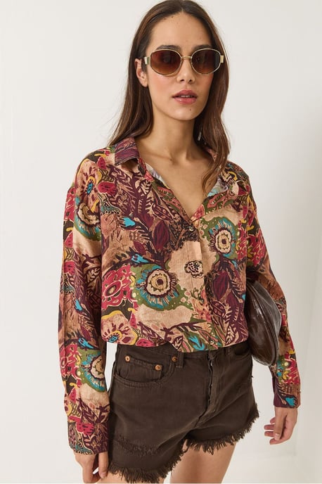 Übergroßes Langarmshirt mit abstraktem Muster - Image 3
