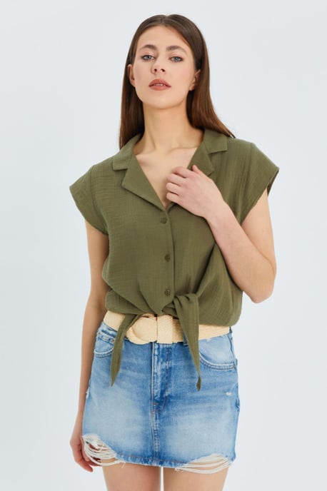 Crop-Shirt mit Schleifen-Detail - Image 2