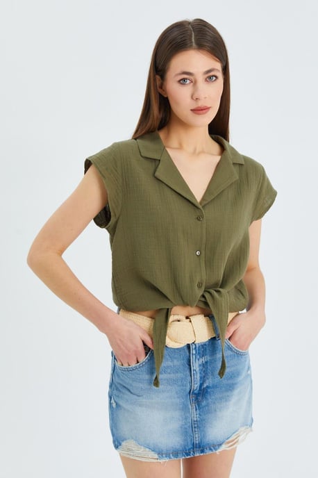 Crop-Shirt mit Schleifen-Detail - Image 3