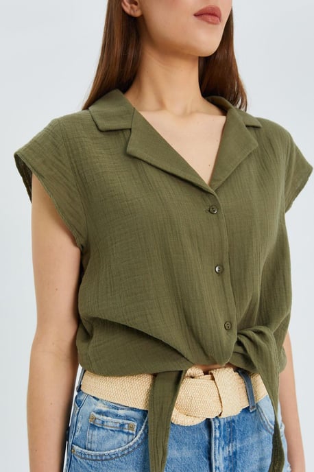 Crop-Shirt mit Schleifen-Detail - Image 4