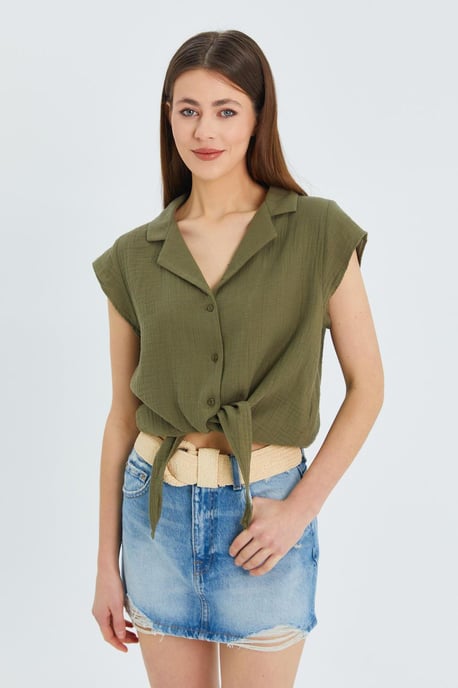 Crop-Shirt mit Schleifen-Detail - Image 5