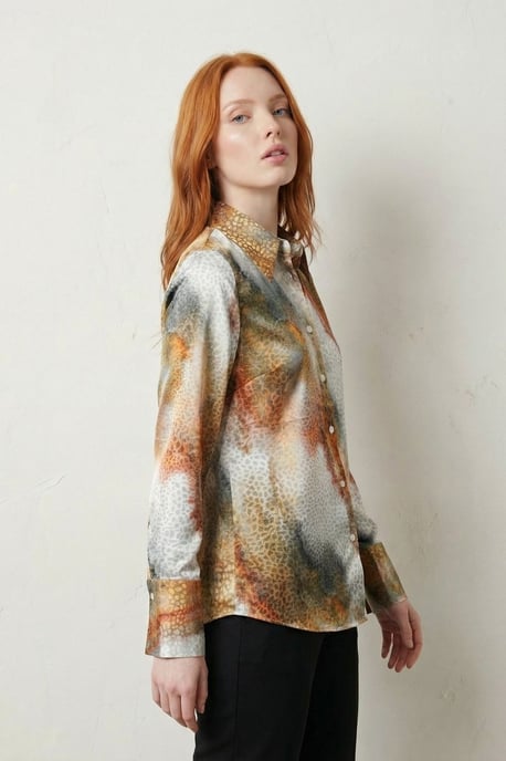 Abstract Druckknopf Langarmshirt - Image 3