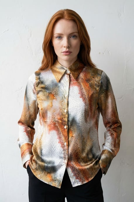 Abstract Druckknopf Langarmshirt - Image 5