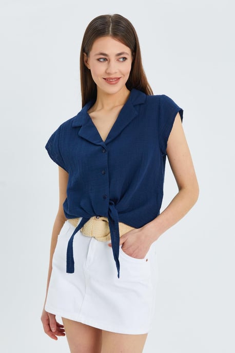 Crop-Shirt mit Schleifendetail - Image 3