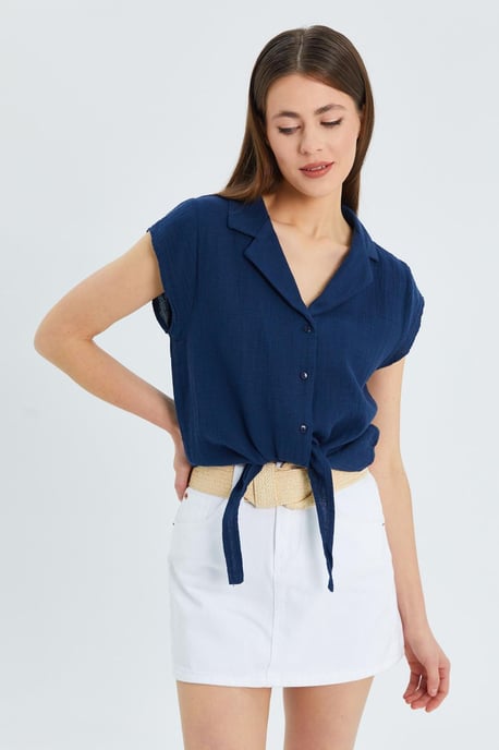Crop-Shirt mit Schleifendetail - Image 5