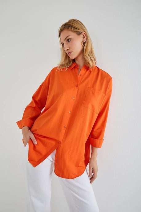 Übergröße Langarmhemd aus Popeline mit Knopfleiste - Image 3