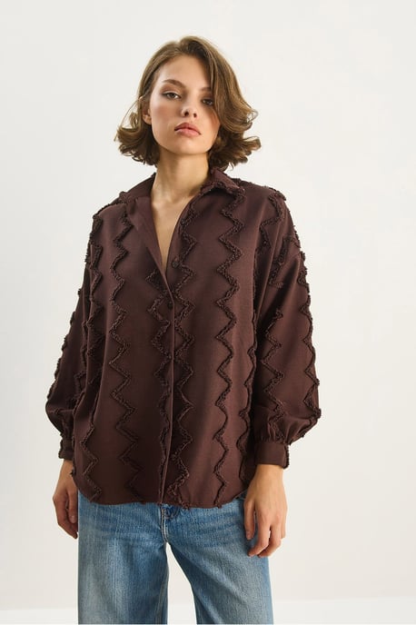 Texturiertes Übergröße Button-Up Hemd - Image 3