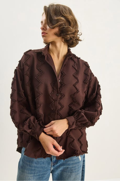 Texturiertes Übergröße Button-Up Hemd - Image 4