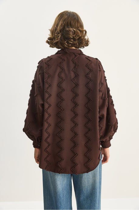 Texturiertes Übergröße Button-Up Hemd - Image 6